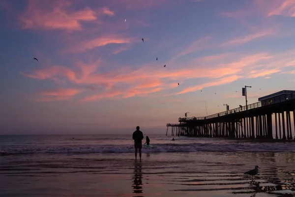 Kaliforniya Abd Akşam Karanlığında Pismo Sahili Nin Çarpıcı Bir Görüntüsü — Stok fotoğraf