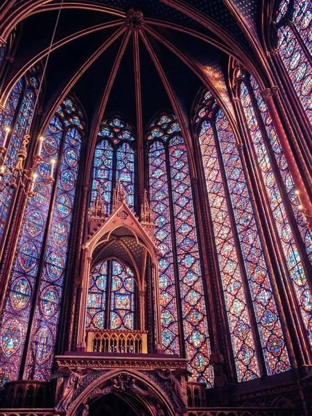 Nízký Úhel Záběru Sainte Chapelle Paříž Francie — Stock fotografie