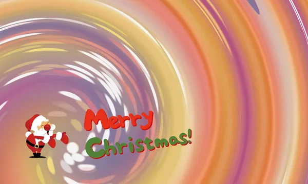 Eine Frohe Weihnachten Illustration Mit Dem Weihnachtsmann Auf Buntem Hintergrund — Stockfoto