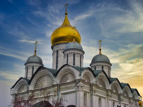 Cathedral Archangel Sunlight Sunset Moscow Russia — Stock Photo, Image