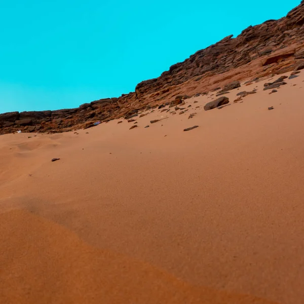 Вид Святой Горы Джебал Баркал Кариме Судан Перпендикулярно Песчаной Дюне — стоковое фото