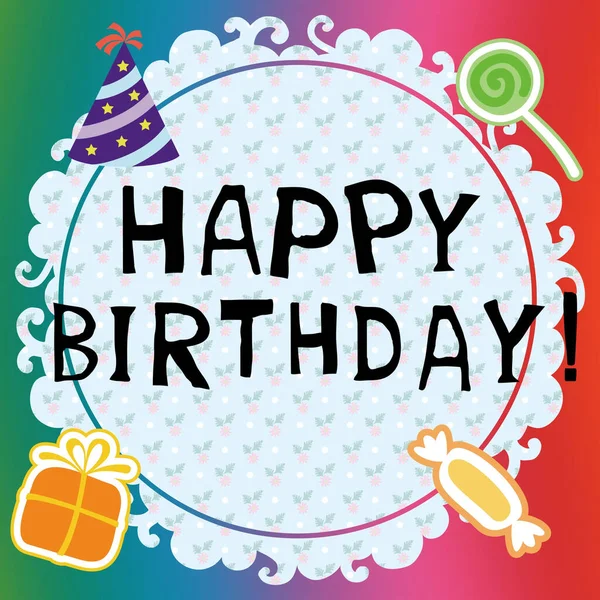Happy Birthday Card Illustration Colorful Background — Stock Photo, Image