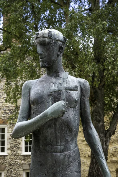 Bury Edmunds Reino Unido 2020 Estatua Bronce Del Rey Edmund — Foto de Stock
