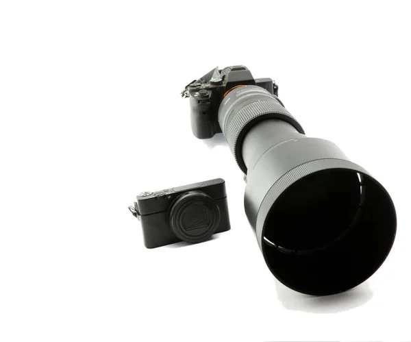 Ultratele Telezoom Ile Aynasız Blac Sistem Kamerası 150Mm Ile 600Mm — Stok fotoğraf