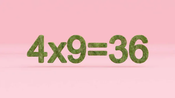 Rendering Mathematical Equation Grassy Texture Pink Background — Stock Photo, Image