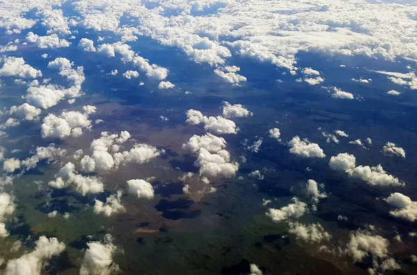 Beautiful Scenery Earth White Clouds Seen Plane — Stock Photo, Image