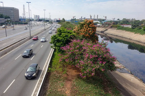 Een Hoge Hoek Opname Van Een Straat Sao Paulo Brazilië — Stockfoto