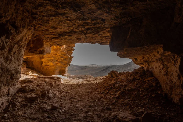 Vista Ingresso Grotta Nel Deserto Roccioso Del Sudan — Foto Stock