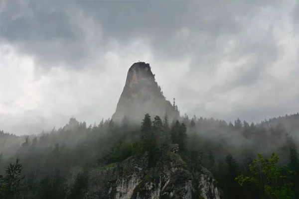 Eine Schöne Aufnahme Des Altarsteins Der Bicaz Schlucht Die Teilweise — Stockfoto