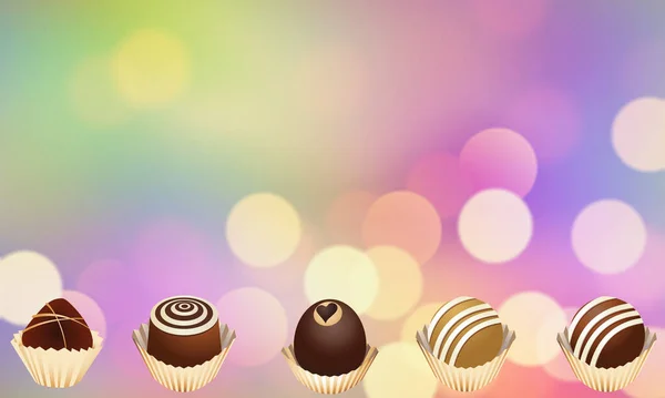 Прекрасна Яскрава Ілюстрація Зелено Фіолетових Кольорах Шоколадом — стокове фото