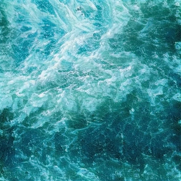 Een Realistisch Schilderij Van Oceaangolven Turquoise Kleuren — Stockfoto