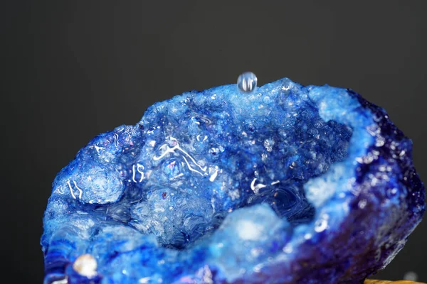Ένα Κοντινό Πλάνο Από Μπλε Πέτρα Agate — Φωτογραφία Αρχείου