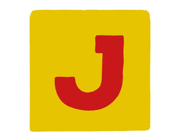 红色背景上大写字母J的字母立方体 — 图库照片