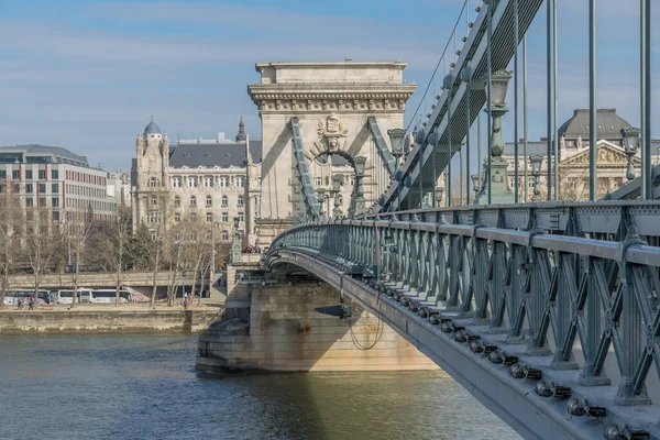 Красивый Цепной Мост Будапеште Венгрия — стоковое фото