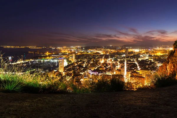 Beautiful Aerial Shot Night City Incredible Sunset — Stock Photo, Image