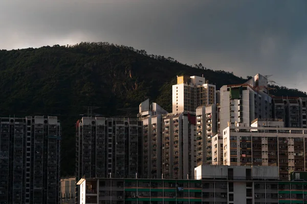 Zbliżenie Wysokich Budynków Hongkongu — Zdjęcie stockowe