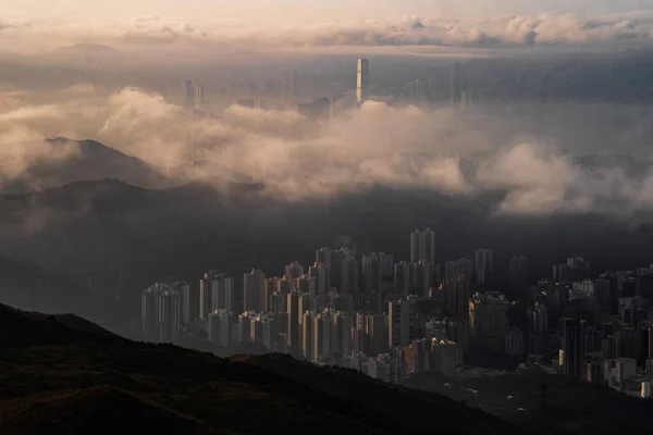 Uno Scatto Aereo Mare Nuvole Hong Kong — Foto Stock