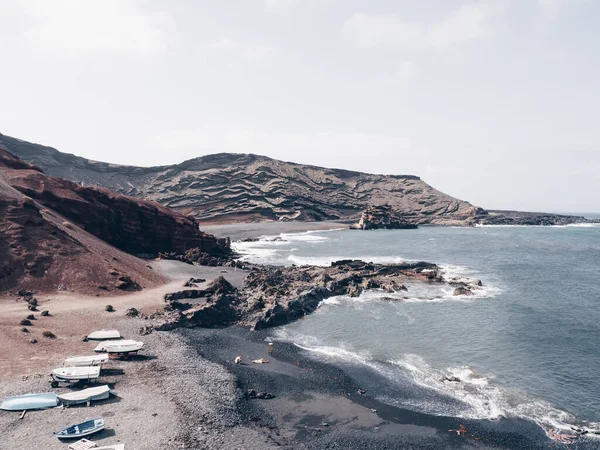 Gyönyörű Felvétel Lanzarote Tengerpartjáról Kanári Szigetekről Spanyolországban — Stock Fotó