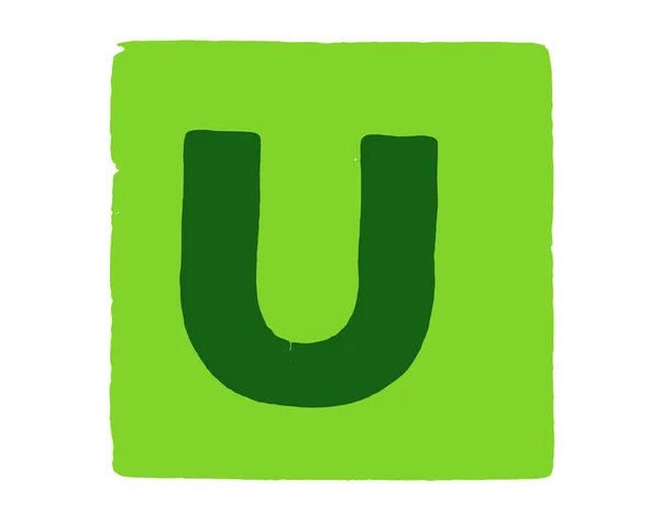 Ένας Κύβος Γραμμάτων Αλφαβήτου Κεφαλαίο Γράμμα Πράσινο Φόντο — Φωτογραφία Αρχείου