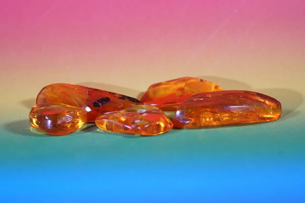 Closeup Shot Amber Stones Colorful Background — Stock Photo, Image