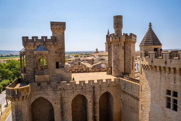 Vysokoúhlý Snímek Hradu Navarra Španělsko Castillo Olite Olite Španělsko — Stock fotografie