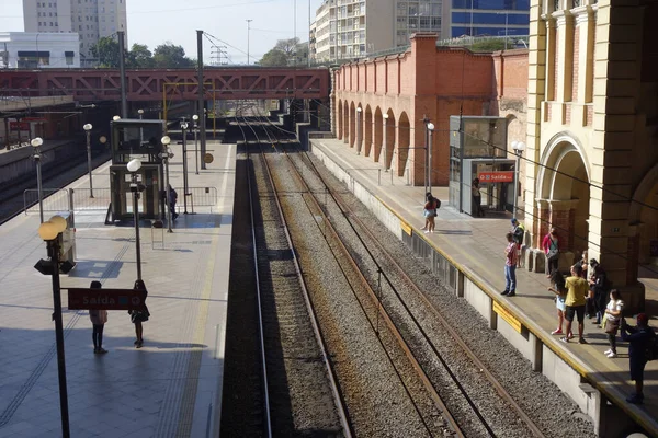 Sao Paulo Brasil 2020 Plataforma Embarque Estación Luz Ciudad Sao — Foto de Stock