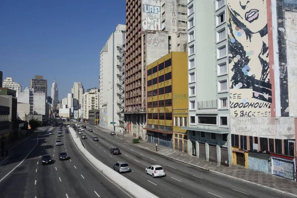 Sao Paulo Brasil 2020 Cidade São Paulo Trânsito Veículos Arquitetura — Fotografia de Stock