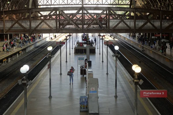 Sao Paulo Brazil Aug 2020 Boarding Platform Luz Station Sao — Stock Photo, Image