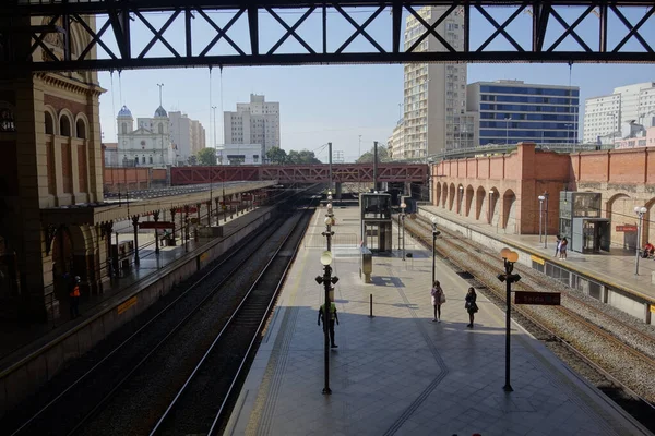Sao Paulo Brasil Ago 2020 Plataforma Embarque Estação Luz Cidade — Fotografia de Stock