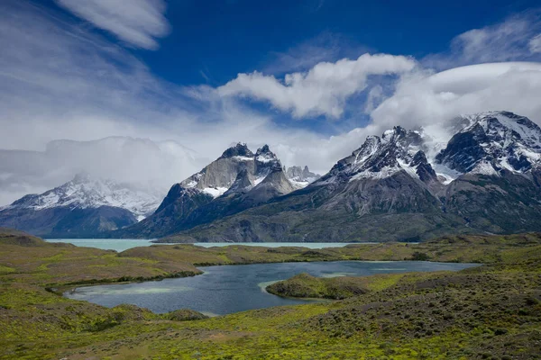 Los Tres Picos Clásicos Torres Del Paine Patagonia Chile Con —  Fotos de Stock