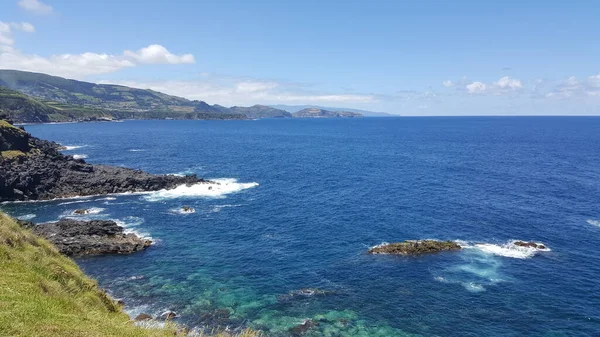 Flygfoto Över Mosteiros Den Nordvästra Kusten Sao Miguel Azorerna — Stockfoto