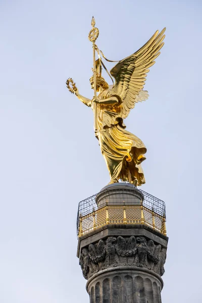 Berlim Alemanha Agosto 2020 Belo Closeup Escultura Bronze Goldelse Victoria — Fotografia de Stock