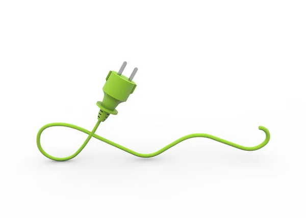 Render Green Electrical Plug Isolated White Background Eco Green Energy — Stock Photo, Image