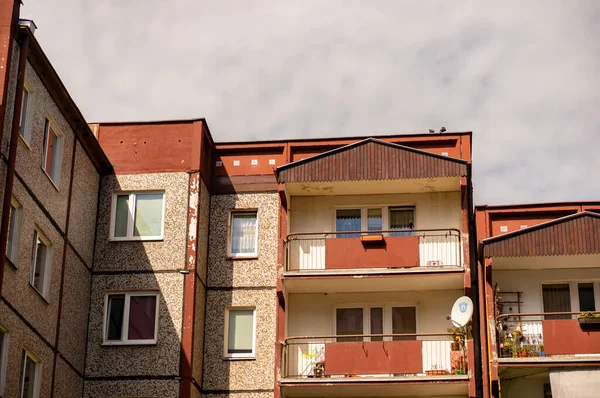 Poznan Poland Aug 2020 Top Old Apartment Building Balconies Stare — стокове фото