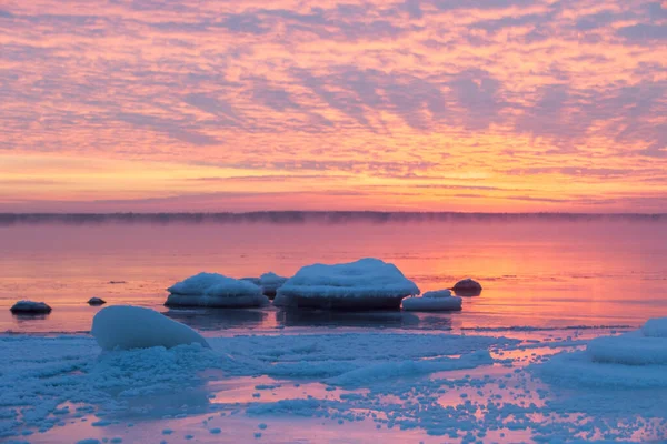 Une Vue Sur Paysage Marin Sur Côte Gelée Hiver Avec — Photo