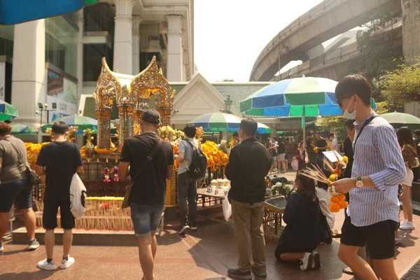 Bangkok Thailand 2020年2月20日 Wat Eriwan Buddah Shrine Bangkok City Thailand — 图库照片