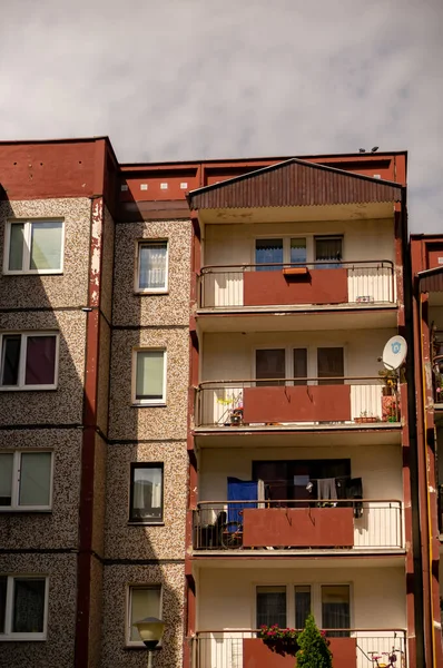 Poznan Poland Aug 2020 Top Old Apartment Building Balconies Stare — стокове фото