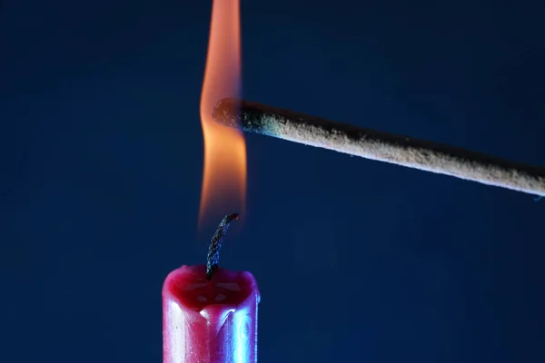 Una Vela Encendida Palo —  Fotos de Stock