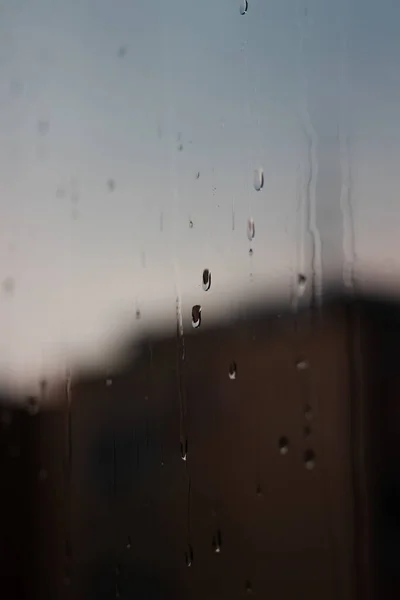 Die Glasklaren Regentropfen Fenster — Stockfoto