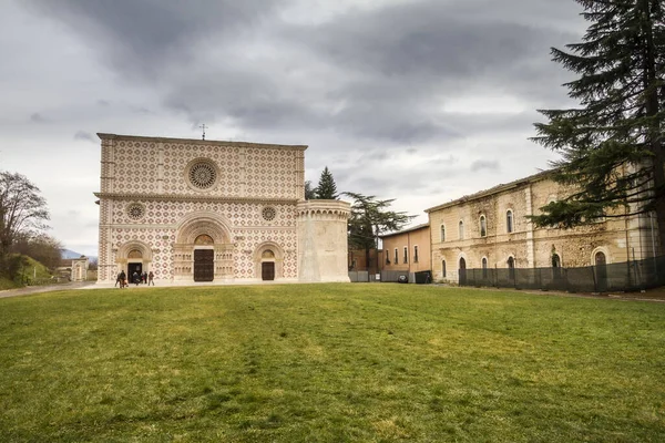 Primer Plano Santa Maria Collemaggio Basílica Exterior Situado Aquila Italia —  Fotos de Stock