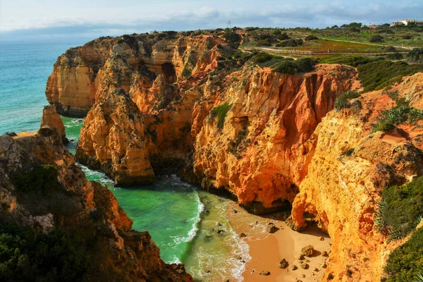 Uma Paisagem Fascinante Zona Costeira Lagos Portugal — Fotografia de Stock