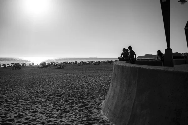 Grayscale Shot Beautiful Seascape Sunset — Stock Photo, Image