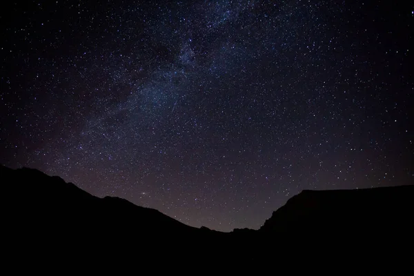 Una Impresionante Foto Una Silueta Montañas Con Vía Láctea Sierra —  Fotos de Stock
