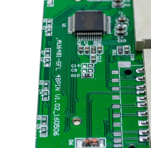 Närbild Elektronisk Komponent Den Inre Funktionen Hos Kortläsare För Datorn — Stockfoto