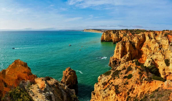 Lagos Portugalia Październik 2019 Piękny Krajobraz Skałami Plaży Lagos Portugalia — Zdjęcie stockowe