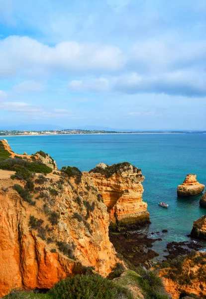 Plan Vertical Des Belles Falaises Côte Lagos Portugal — Photo