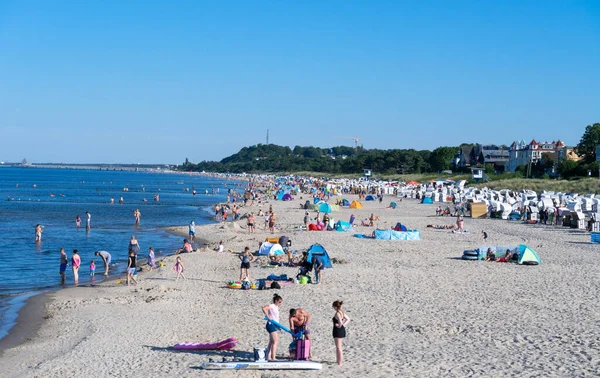 Usedom Alemania 2020 Ahlbeck Usedom Alemania 2020 Bonitas Sillas Playa — Foto de Stock