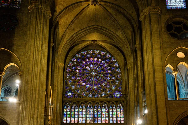 Paris Fransa Daki Notre Dame Güzel Vitrayları — Stok fotoğraf