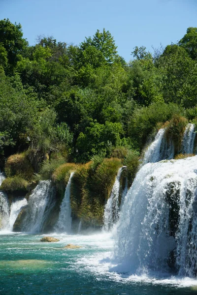 Een Close Van Een Prachtige Waterval Krka Nationaal Park Kroatië — Stockfoto