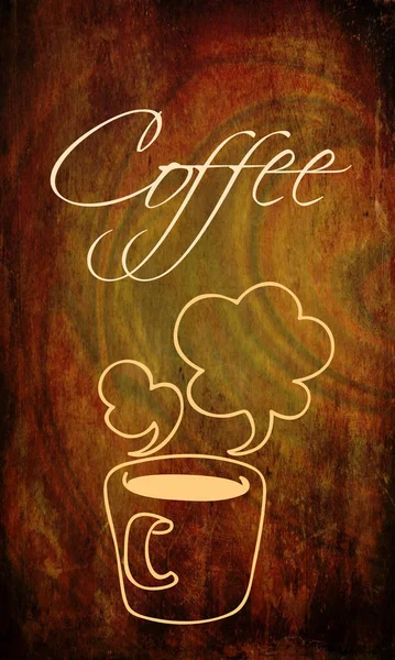Творческая Иллюстрация Чашки Кофе Фоне Деревянной Текстуры — стоковое фото